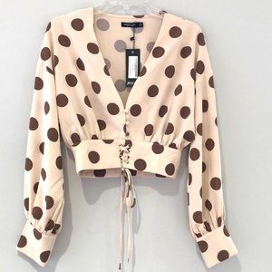 Polka dot corset blouse. Size 0. New!